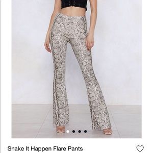 snakeskin flare pants